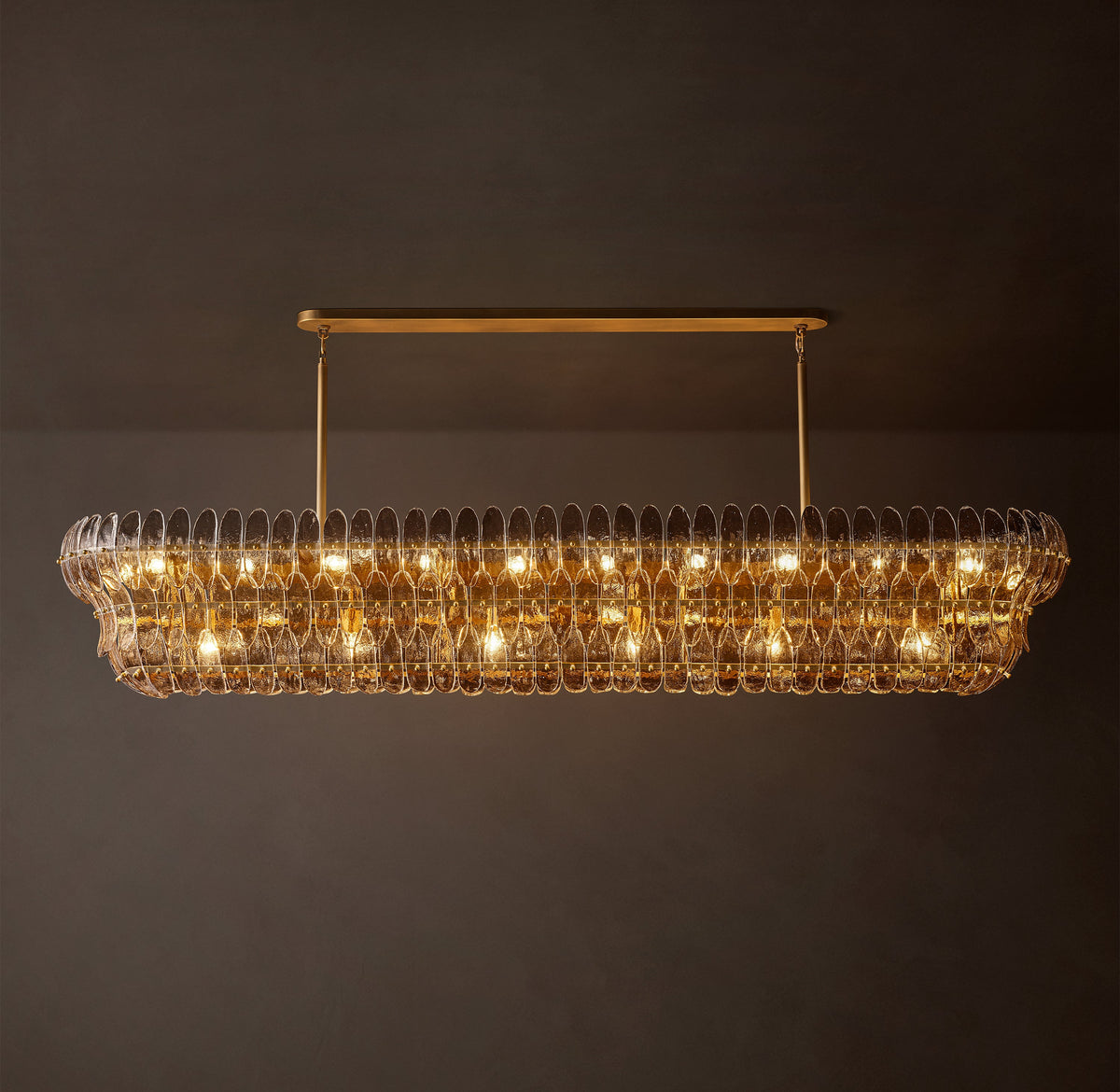 Sculptural Amelia Smoke Glass Linear Chandelier – 90" — view 1
