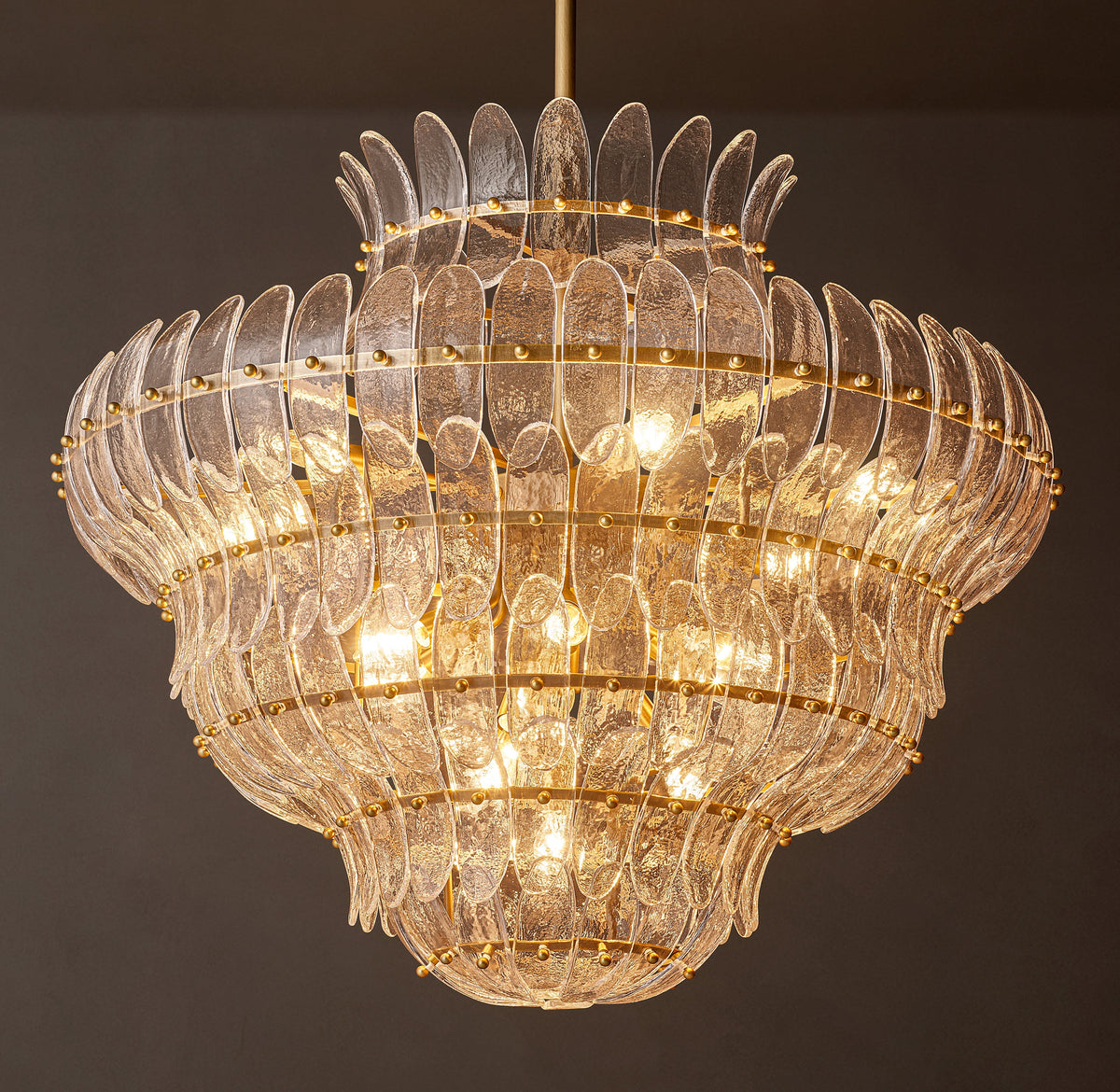 Sculptural Amelia Clear Glass Round Chandelier – 36" — view 1
