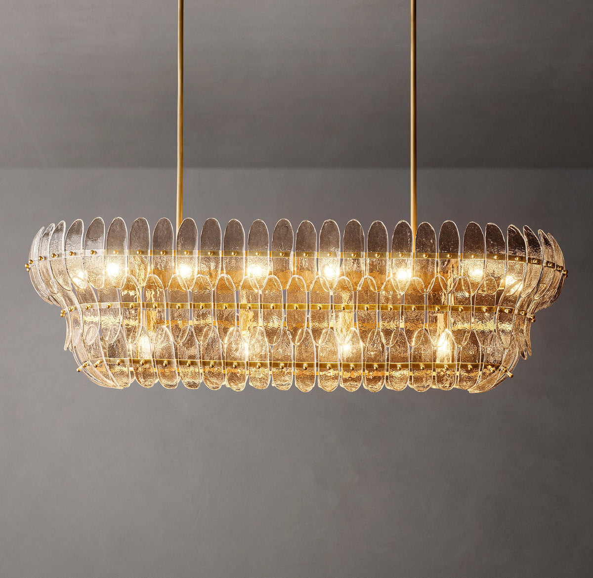 Sculptural Amelia Clear Glass Linear Chandelier – 54" — view 2