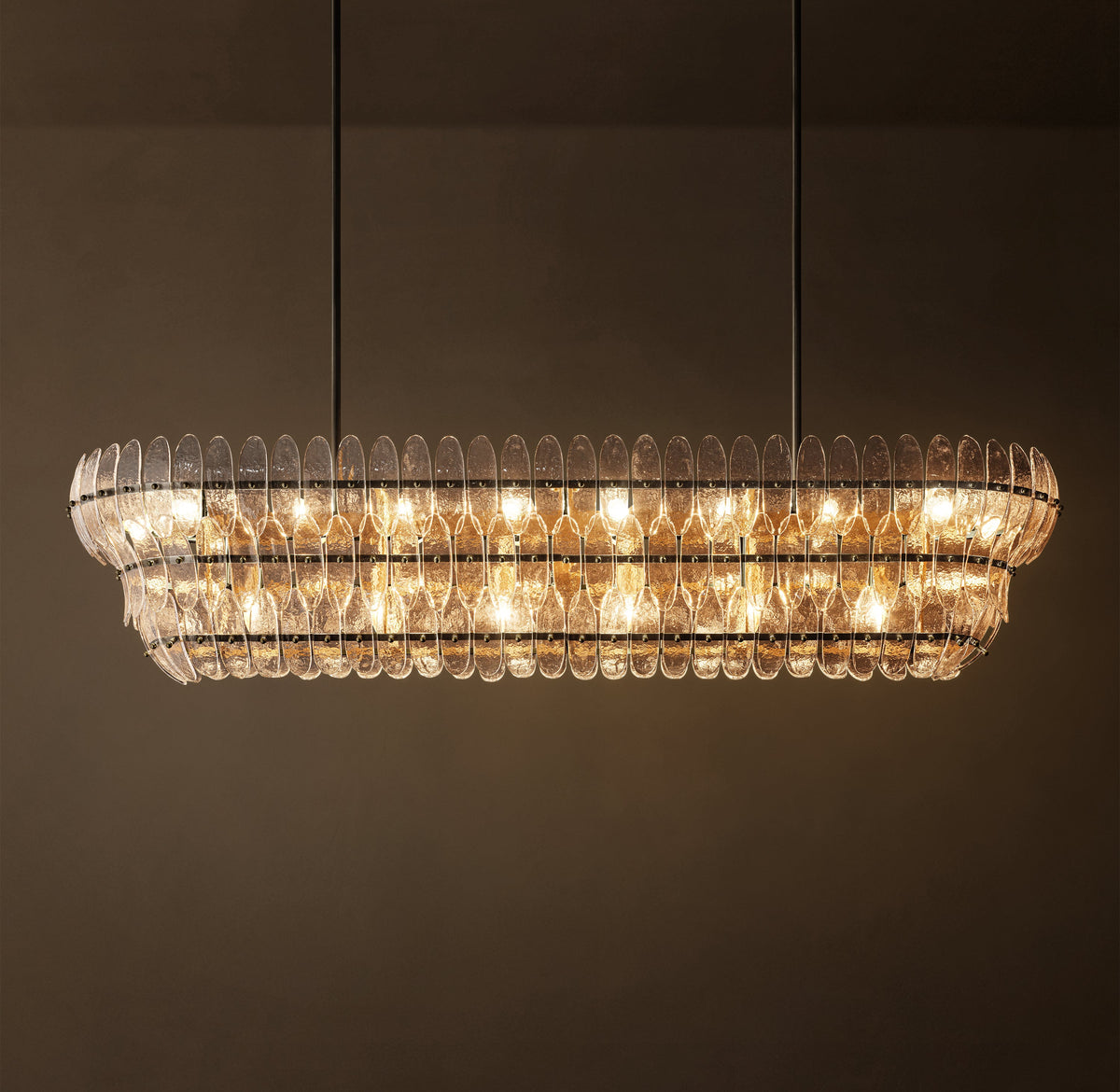 Sculptural Amelia Clear Glass Linear Chandelier – 54" — view 1