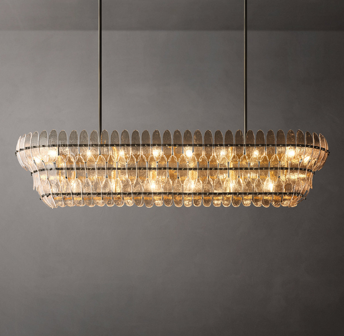 Sculptural Amelia Clear Glass Linear Chandelier – 54" — view 2
