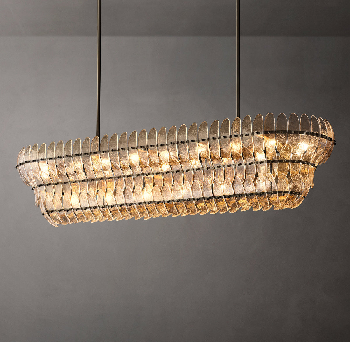 Sculptural Amelia Clear Glass Linear Chandelier – 54" — view 3