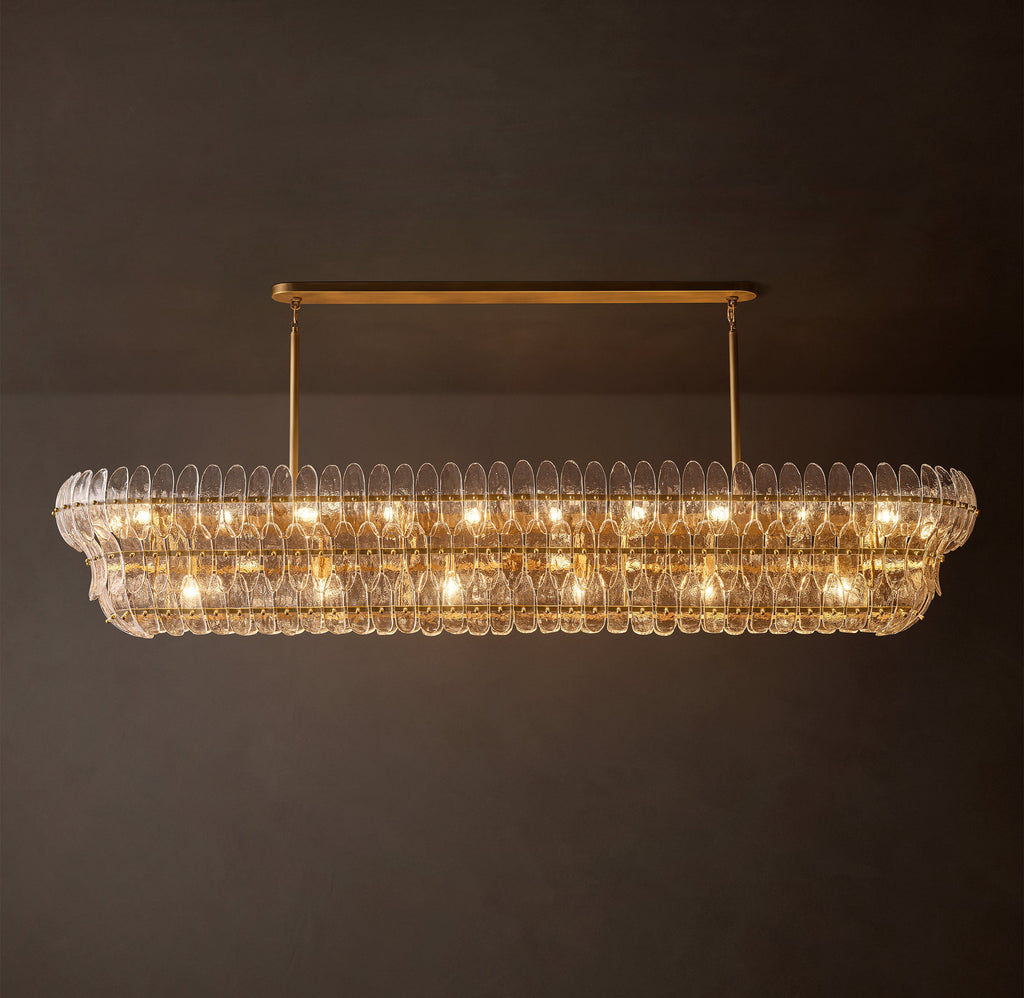 Sculptural Amelia Clear Glass Linear Chandelier – 90" — view 1