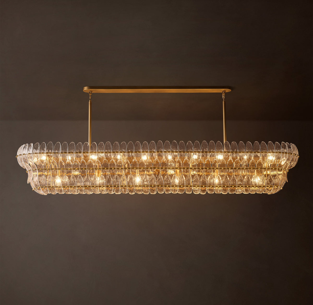 Sculptural Amelia Clear Glass Linear Chandelier – 90" — view 1