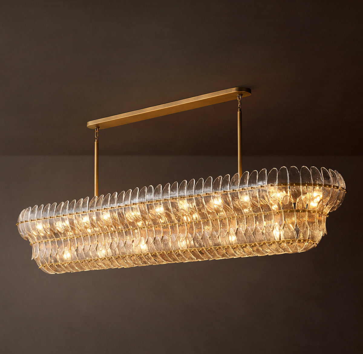 Sculptural Amelia Clear Glass Linear Chandelier – 90" — view 3