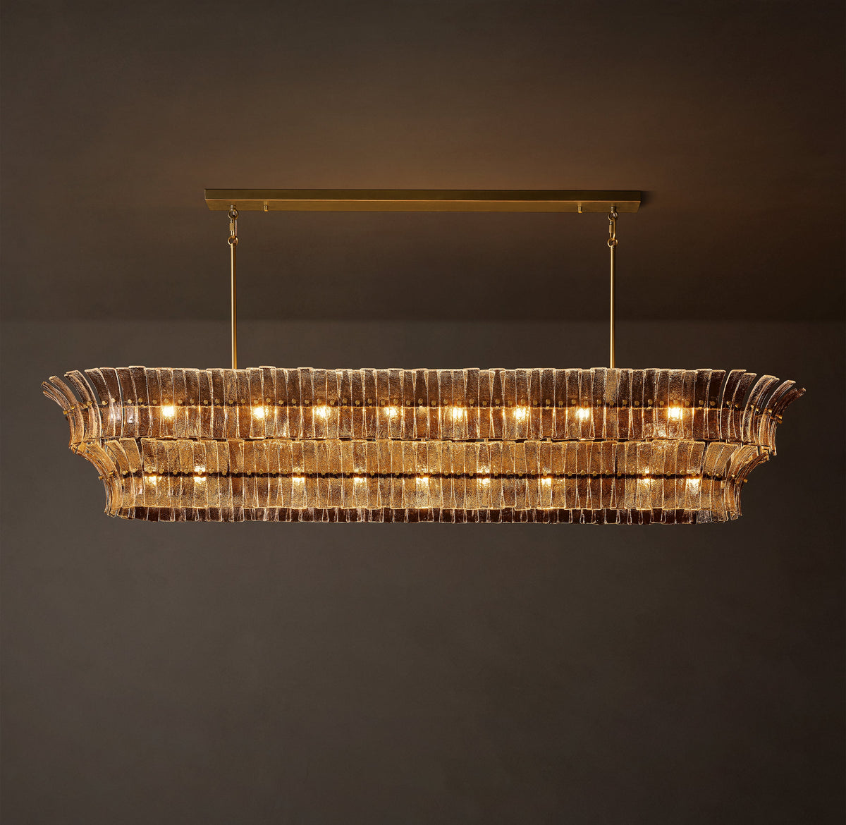 Heritage Romano Smoke Glass Linear Chandelier – 90" — view 1