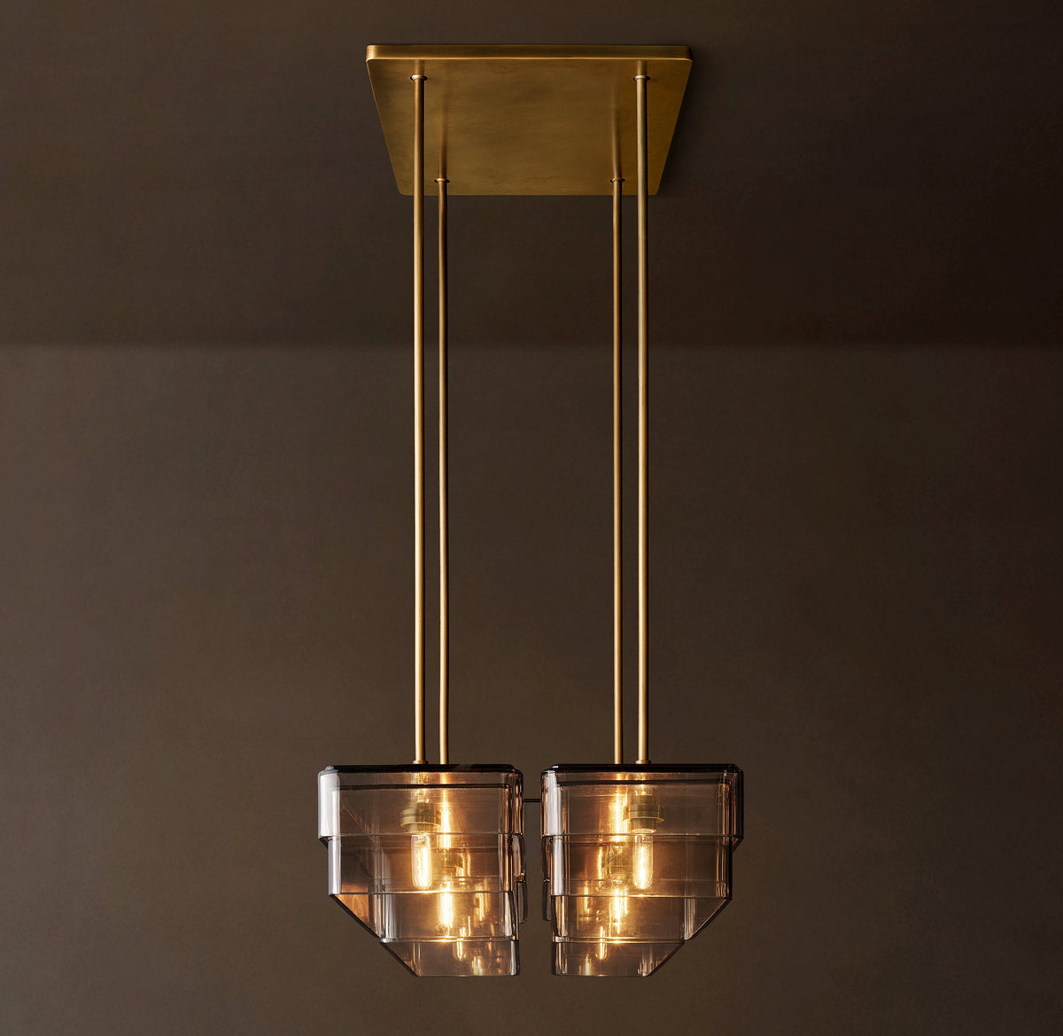 Signature Remy Square Chandelier – 24" Lacquered Burnished Brass/Smoke — view 1