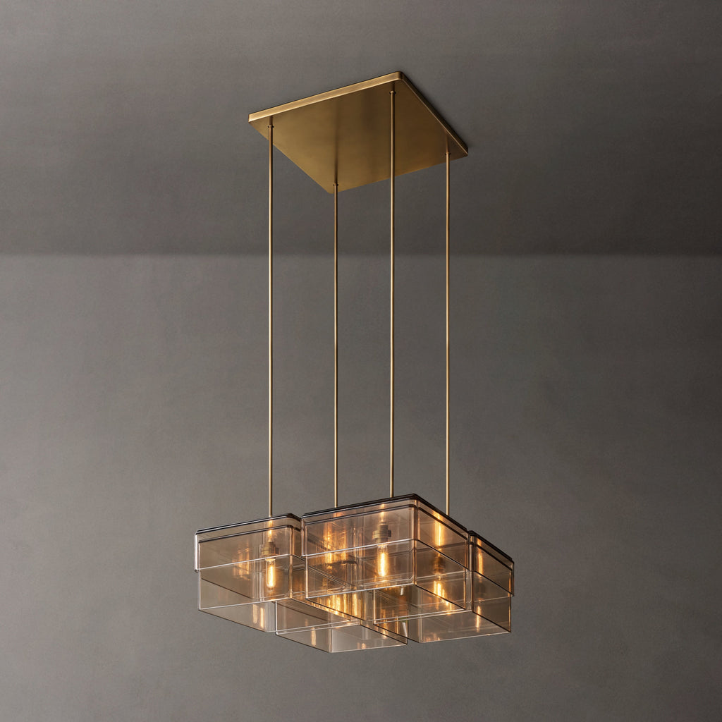 Signature Remy Square Chandelier – 24" Lacquered Burnished Brass/Smoke — view 2