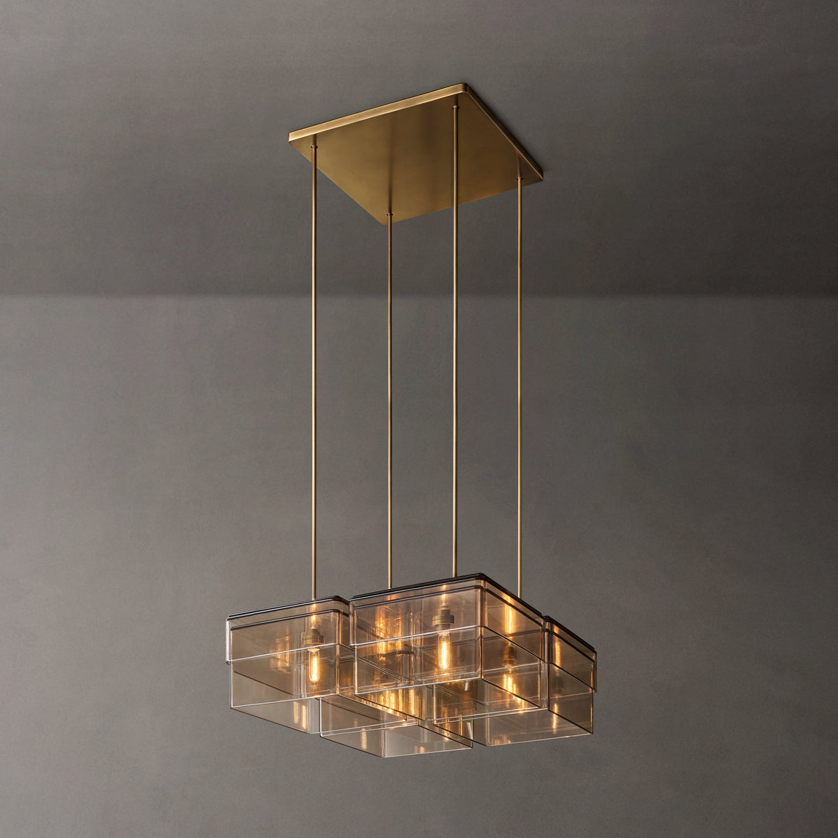 Signature Remy Square Chandelier – 24" Lacquered Burnished Brass/Smoke — view 2