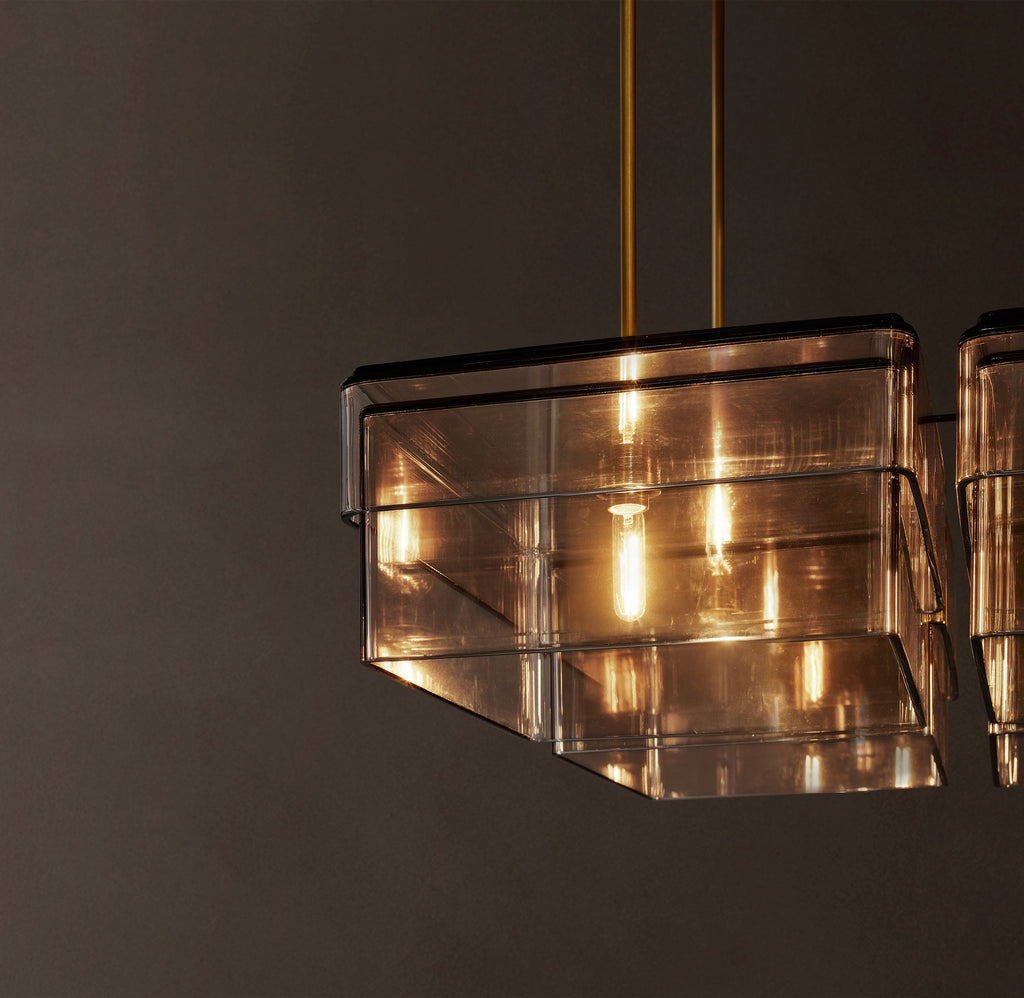Signature Remy Square Chandelier – 24" Lacquered Burnished Brass/Smoke — view 3