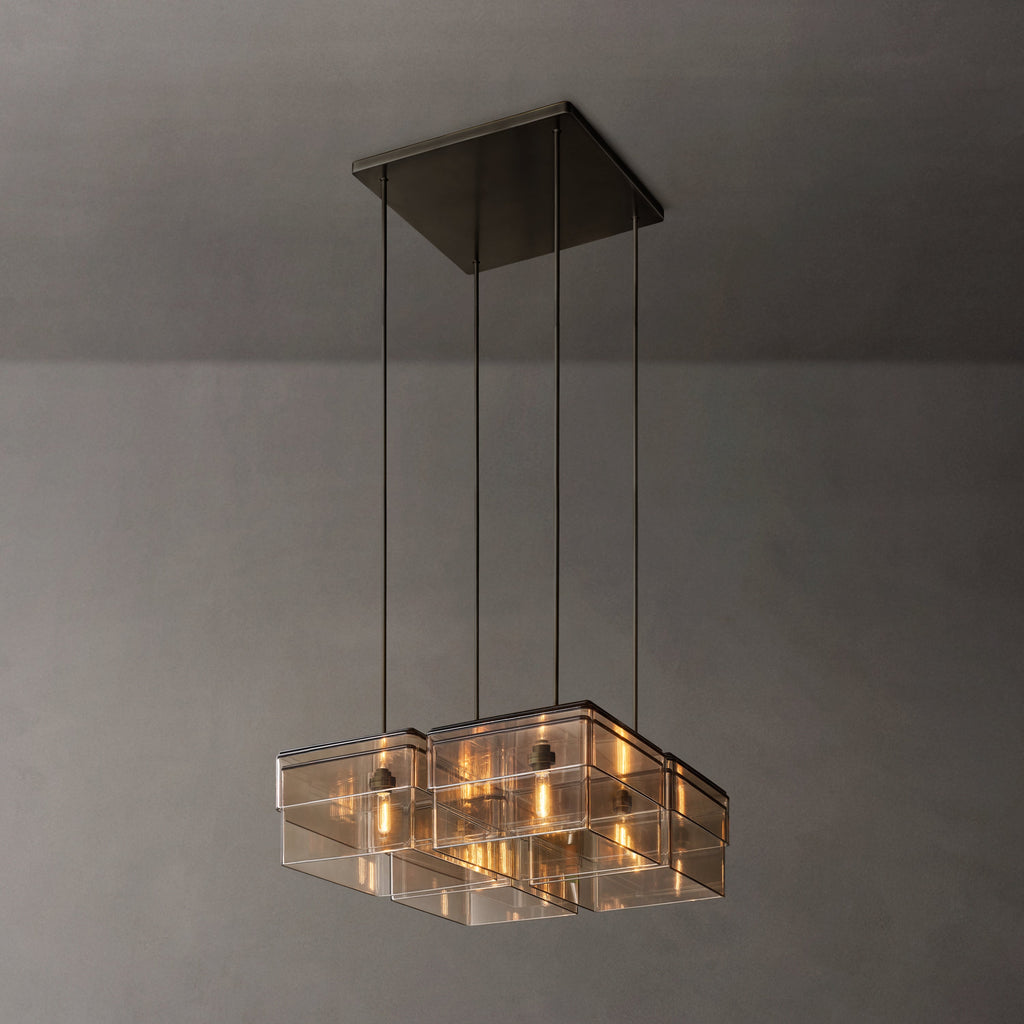 Signature Remy Square Chandelier – 24" Bronze/Smoke — view 4