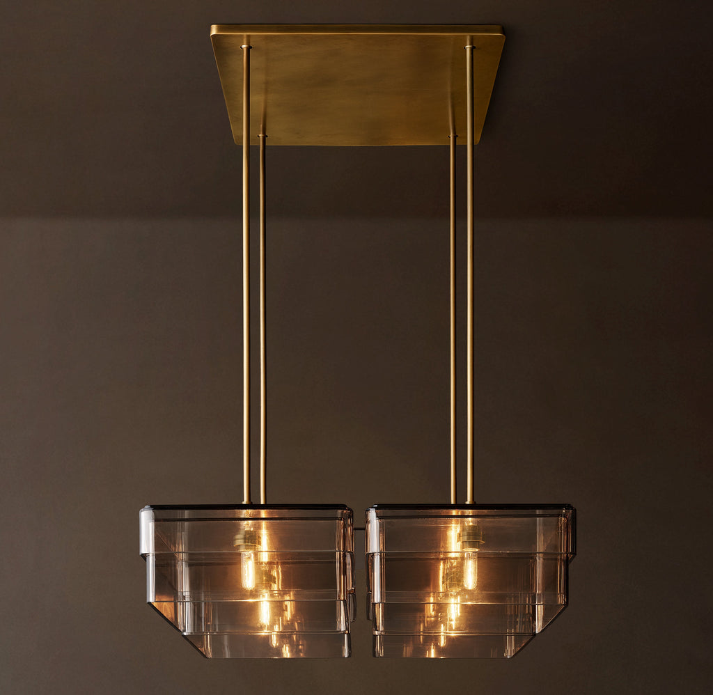 Signature Remy Square Chandelier – 36" Lacquered Burnished Brass/Smoke — view 1
