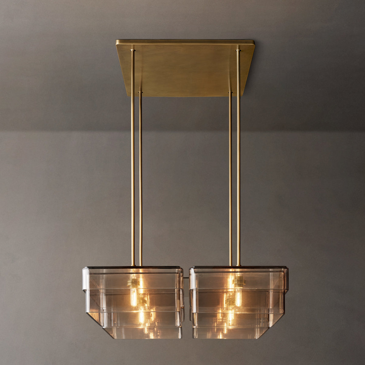 Signature Remy Square Chandelier – 36" Lacquered Burnished Brass/Smoke — view 2