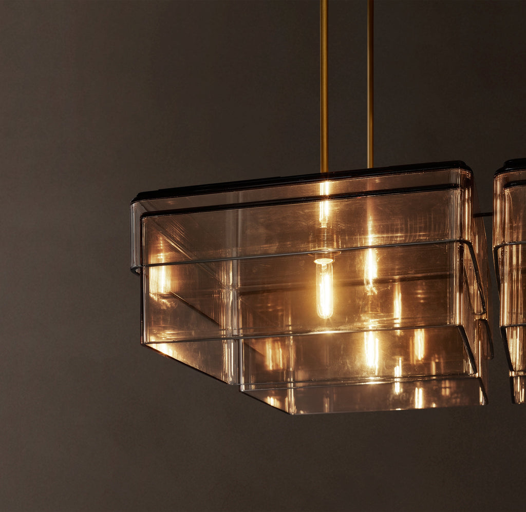 Signature Remy Square Chandelier – 36" Lacquered Burnished Brass/Smoke — view 3