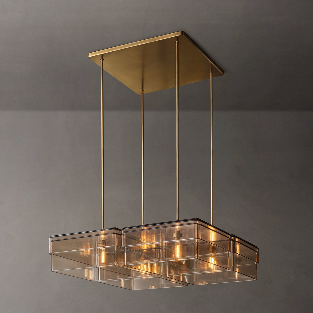 Signature Remy Square Chandelier – 36" Lacquered Burnished Brass/Smoke — view 4