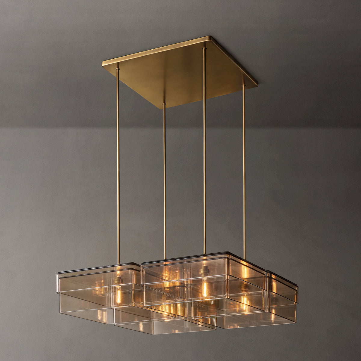 Signature Remy Square Chandelier – 36" Lacquered Burnished Brass/Smoke — view 4