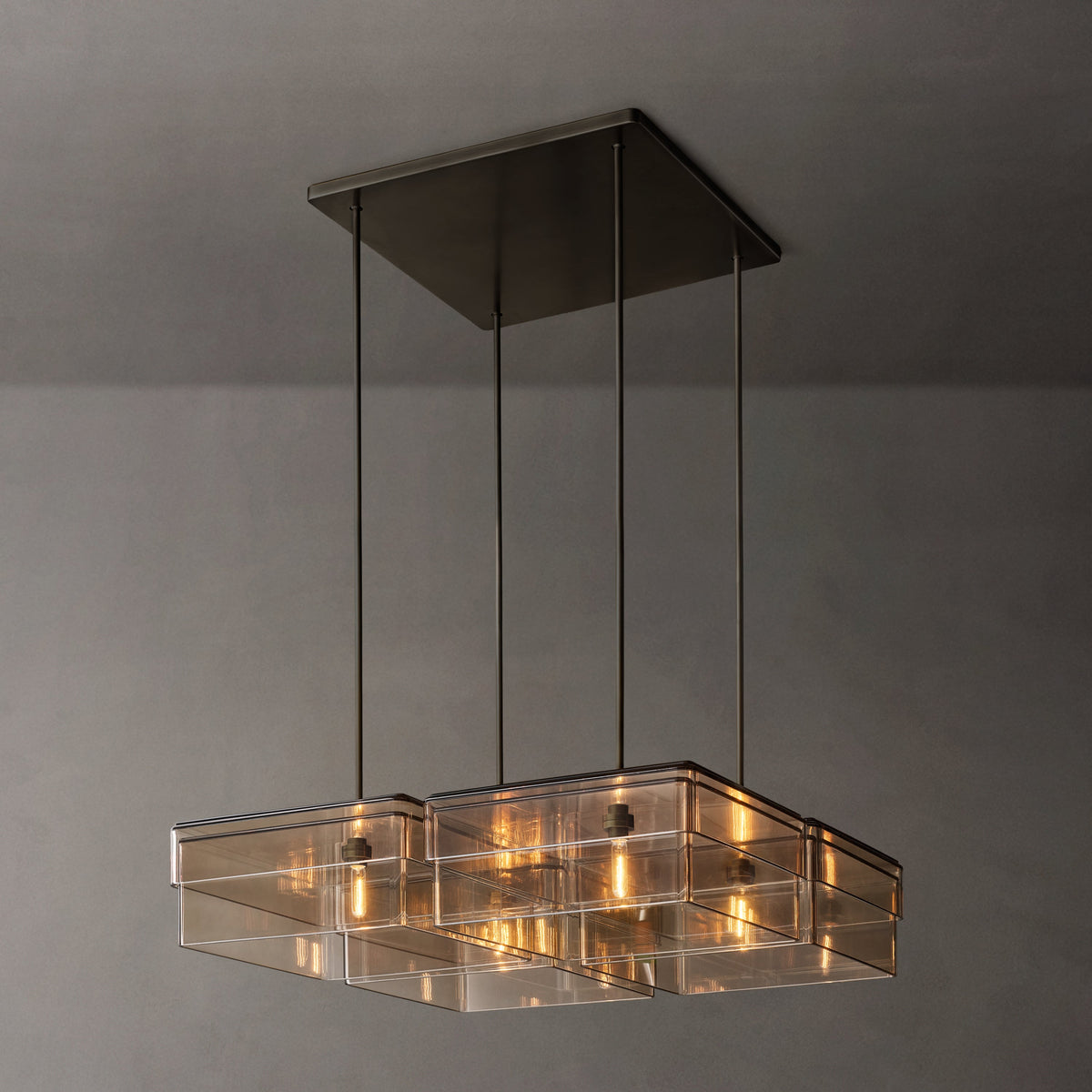 Signature Remy Square Chandelier – 36" Bronze/Smoke — view 4