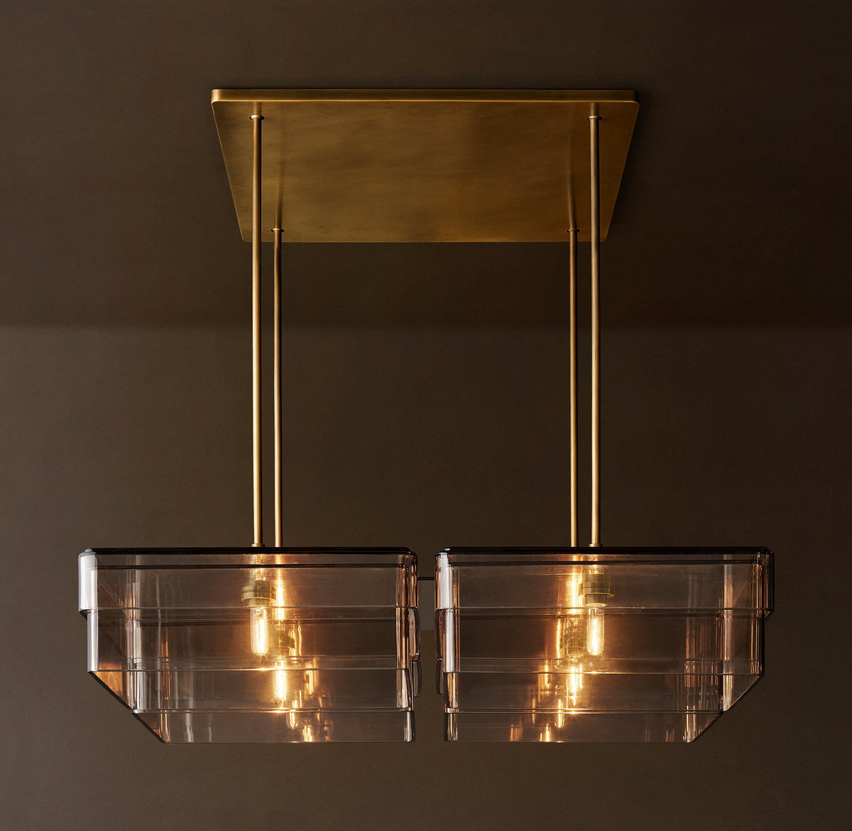 Signature Remy Square Chandelier – 48" Lacquered Burnished Brass/Smoke — view 1