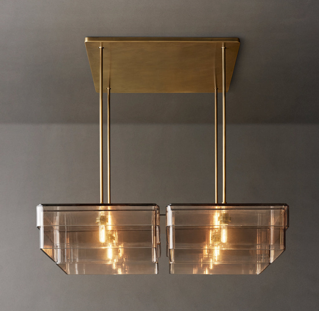 Signature Remy Square Chandelier – 48" Lacquered Burnished Brass/Smoke — view 2