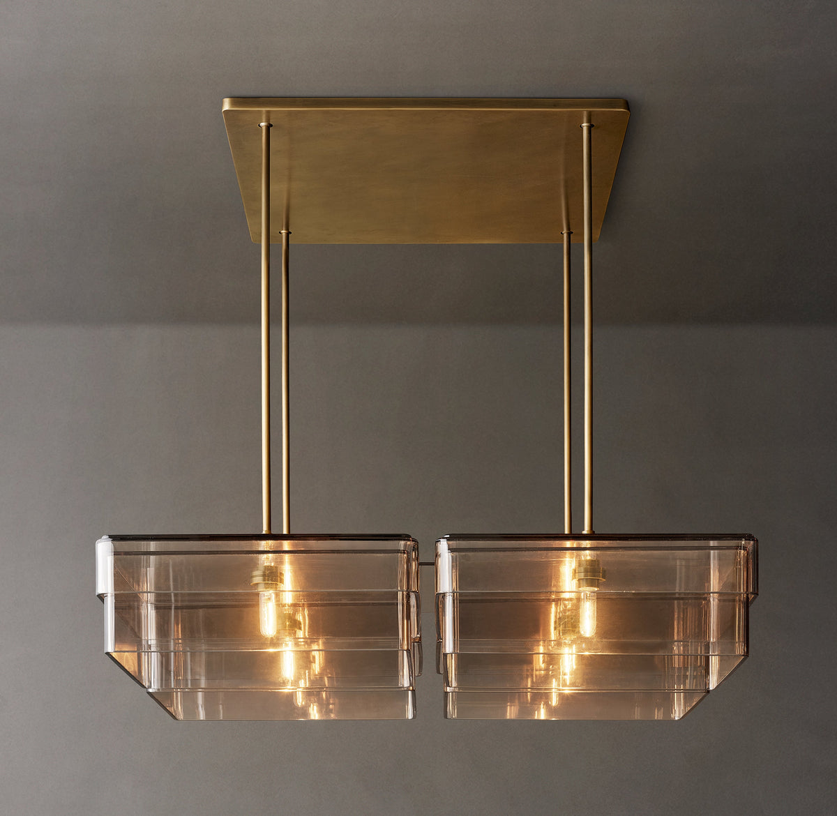 Signature Remy Square Chandelier – 48" Lacquered Burnished Brass/Smoke — view 2