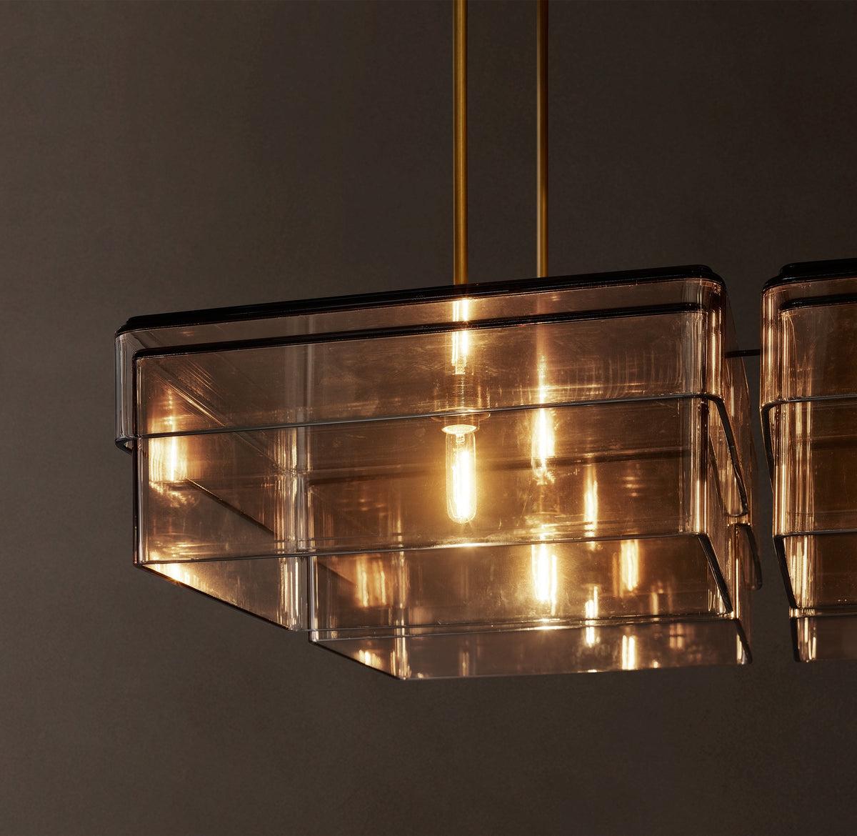 Signature Remy Square Chandelier – 48" Lacquered Burnished Brass/Smoke — view 3