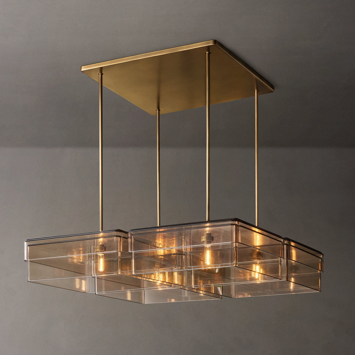 Signature Remy Square Chandelier – 48" Lacquered Burnished Brass/Smoke — view 4