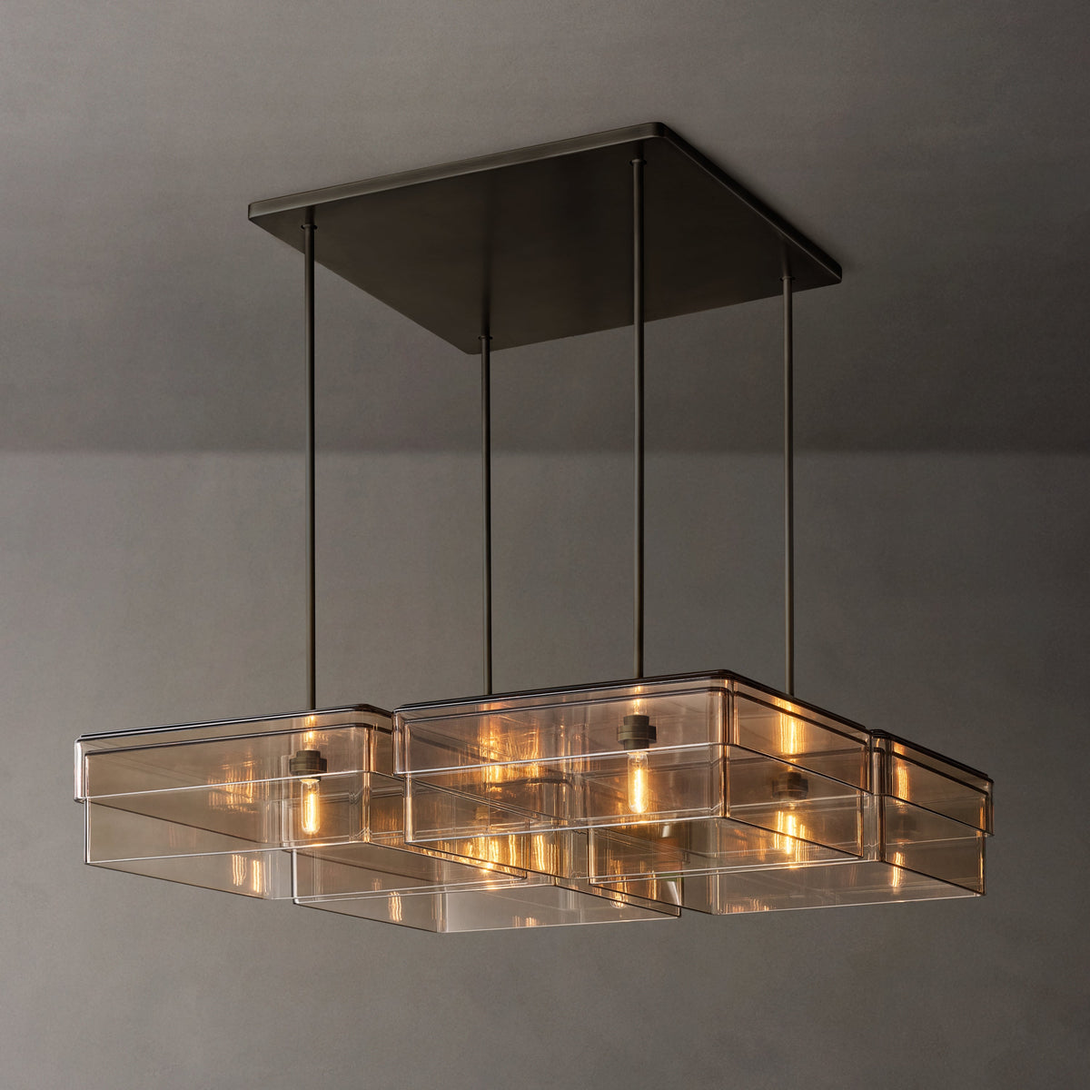 Signature Remy Square Chandelier – 48" Bronze/Smoke — view 4