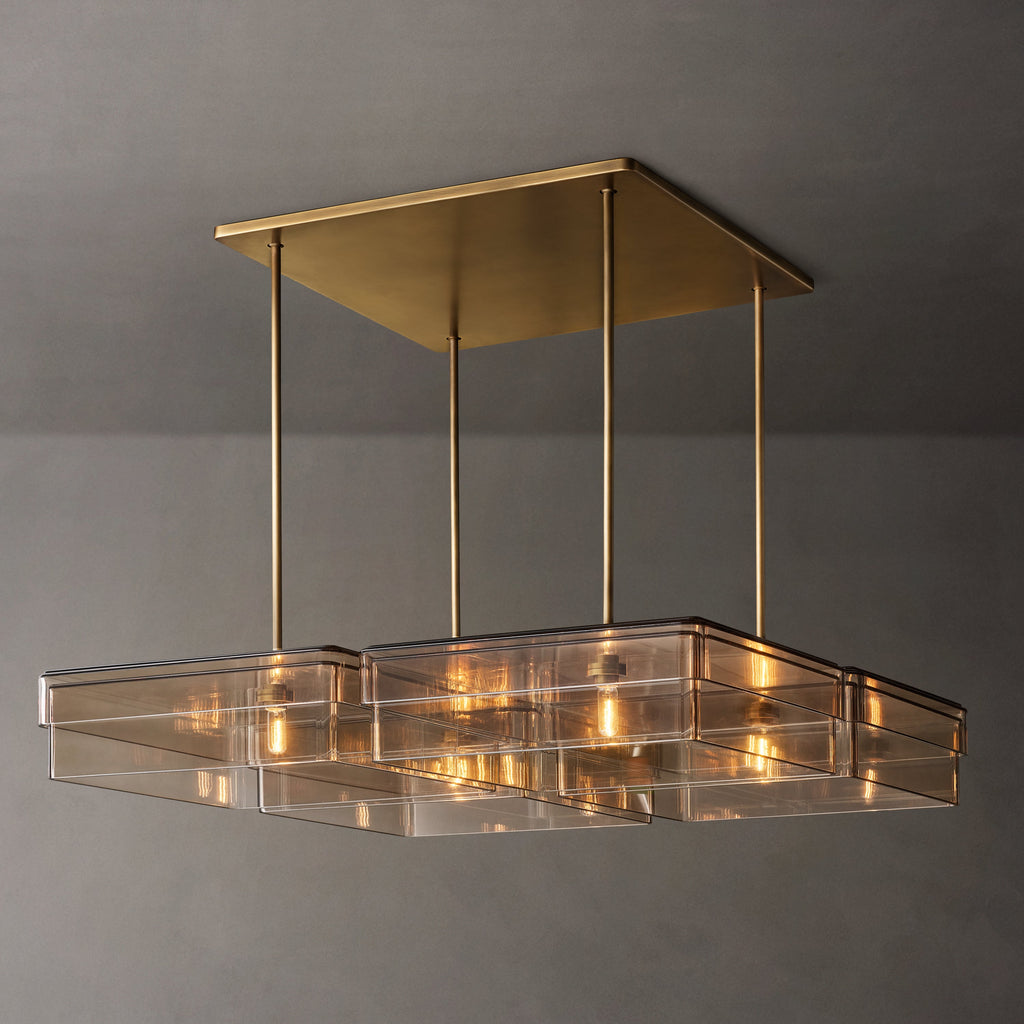 Signature Remy Square Chandelier – 60" Lacquered Burnished Brass/Smoke — view 2