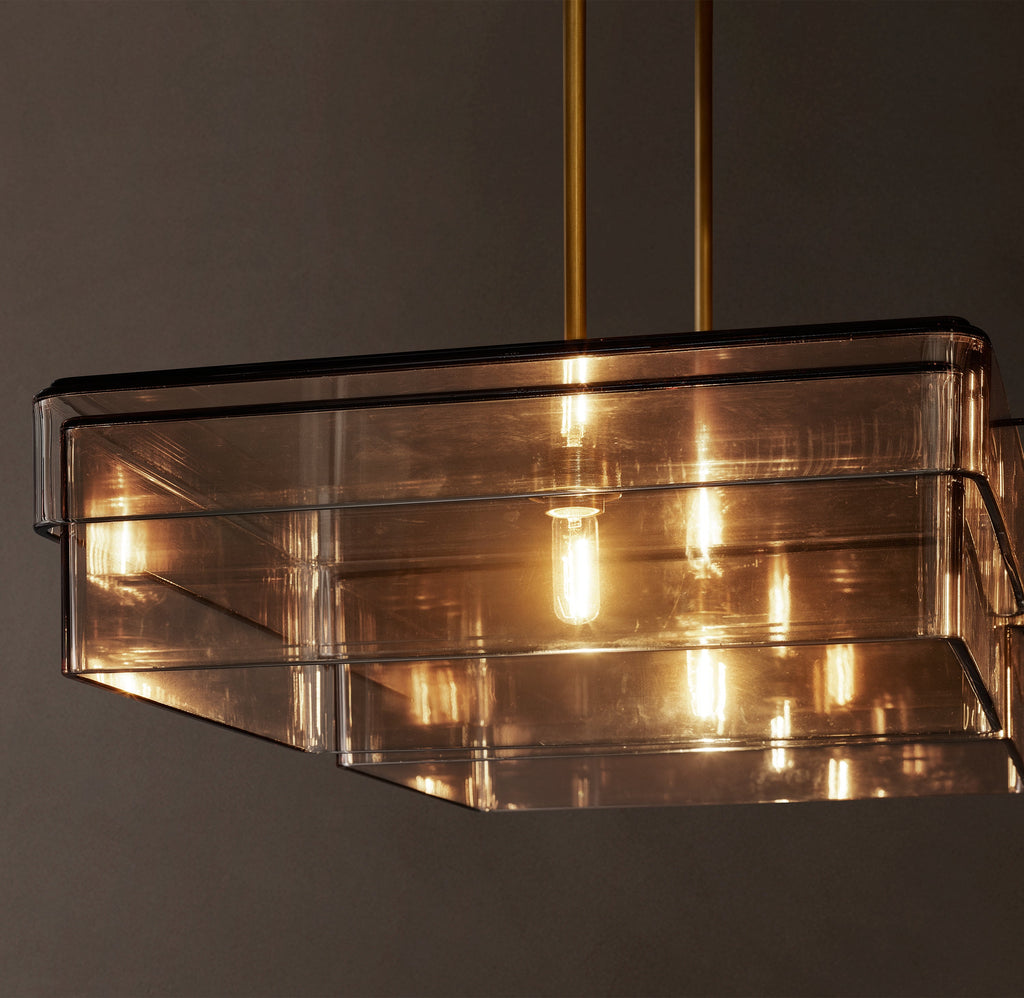 Signature Remy Square Chandelier – 60" Lacquered Burnished Brass/Smoke — view 3