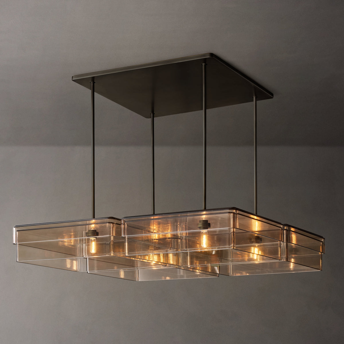Signature Remy Square Chandelier – 60" Bronze/Smoke — view 4