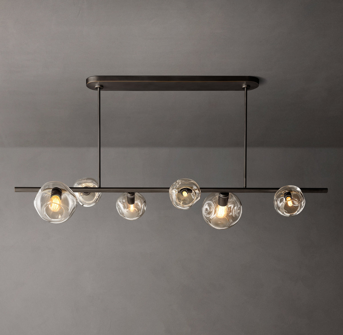 Heritage Bubble Clear Glass Linear Chandelier – 60" — view 2