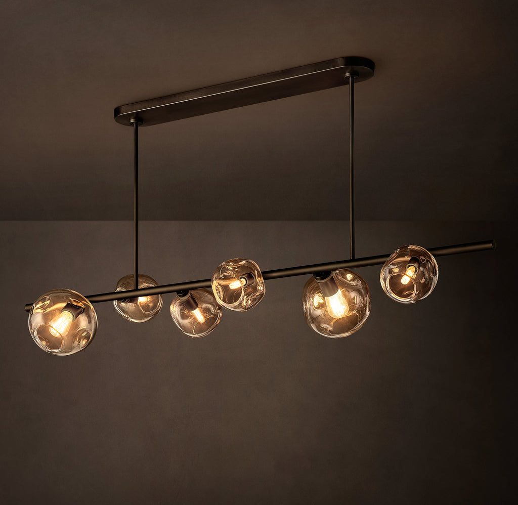 Heritage Bubble Clear Glass Linear Chandelier – 60" — view 3