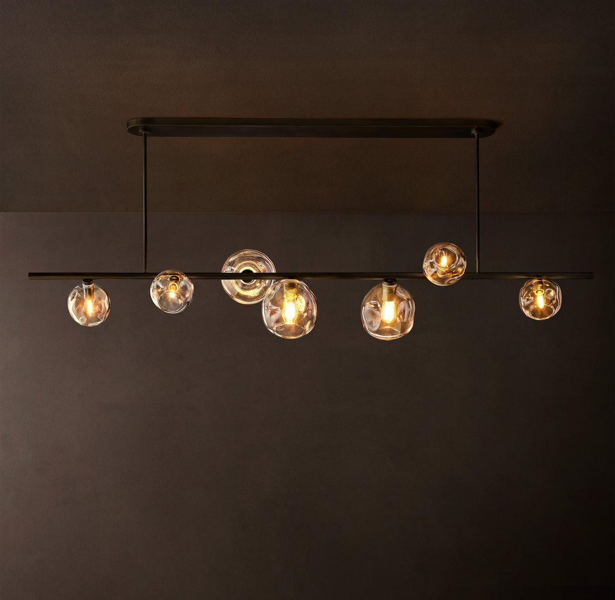 Heritage Bubble Clear Glass Linear Chandelier – 78" — view 1