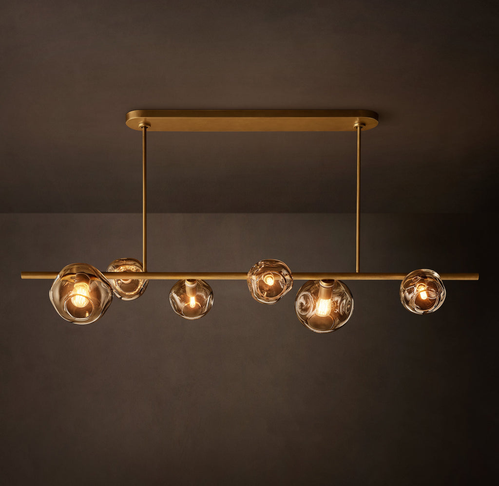 Heritage Bubble Smoke Glass Linear Chandelier – 60" — view 1