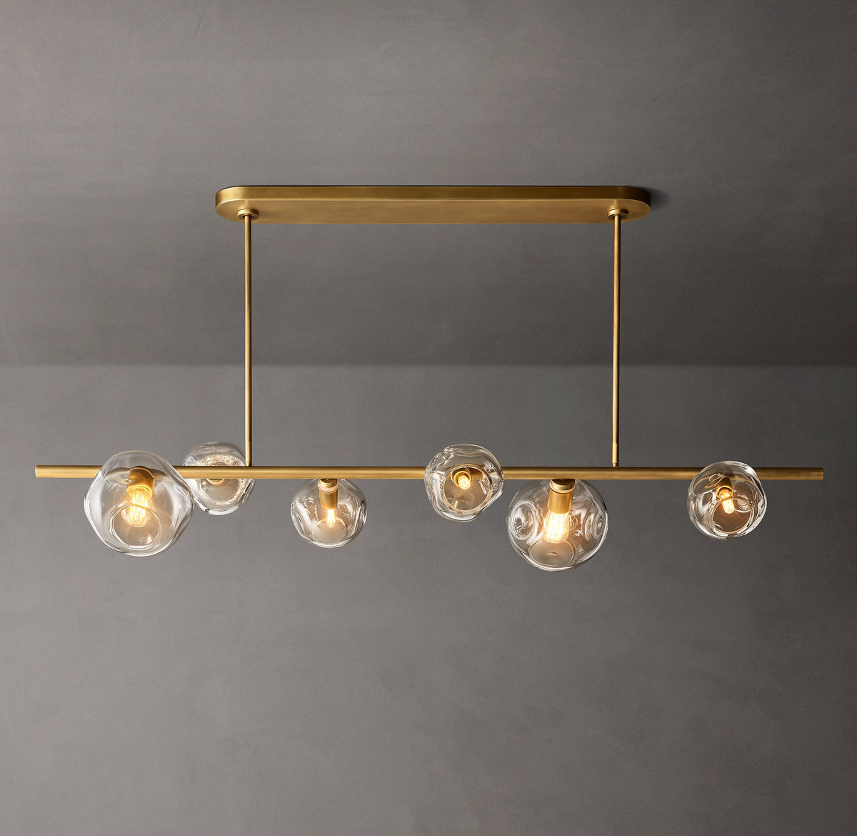 Heritage Bubble Smoke Glass Linear Chandelier – 60" — view 2