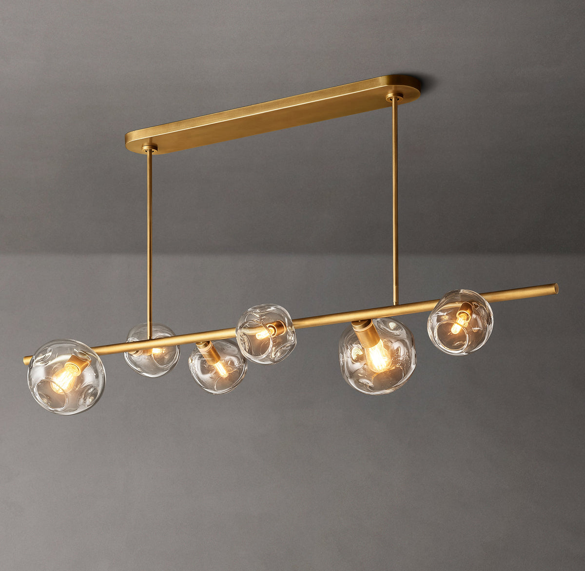 Heritage Bubble Smoke Glass Linear Chandelier – 60" — view 3