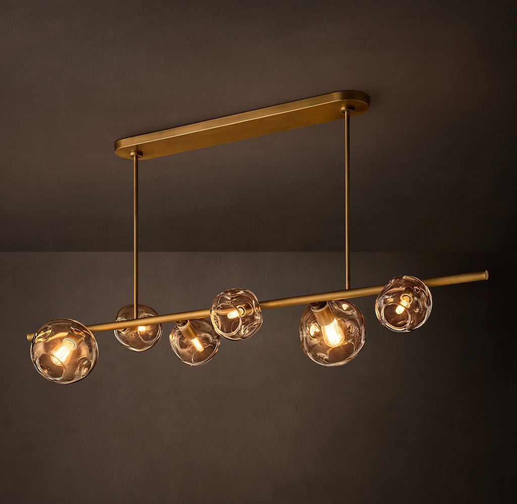 Heritage Bubble Smoke Glass Linear Chandelier – 60" — view 4