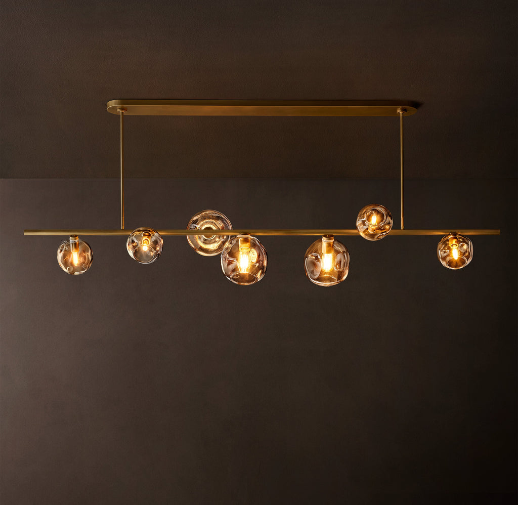 Heritage Bubble Smoke Glass Linear Chandelier – 78" — view 1