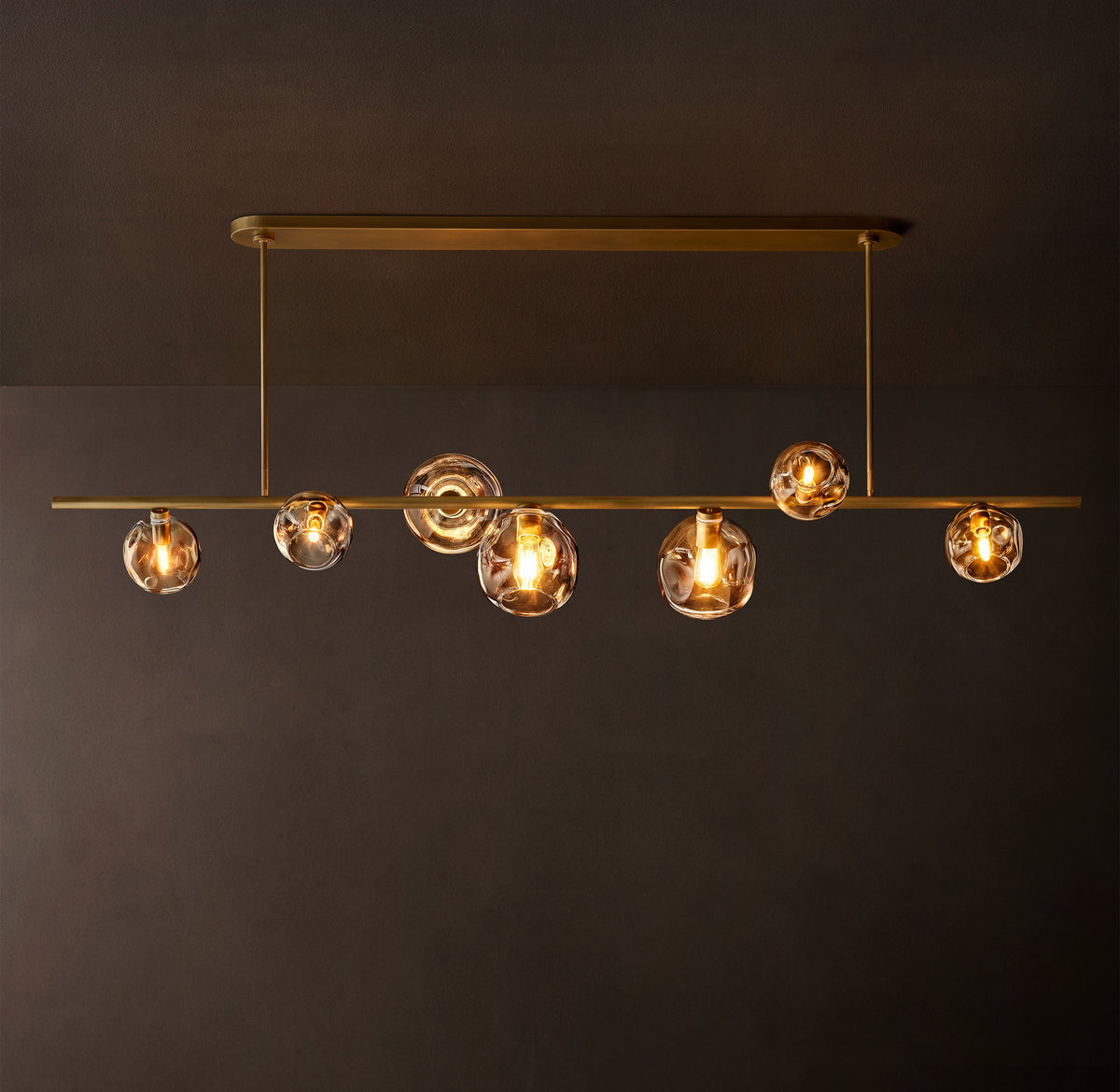 Heritage Bubble Smoke Glass Linear Chandelier – 78" — view 1