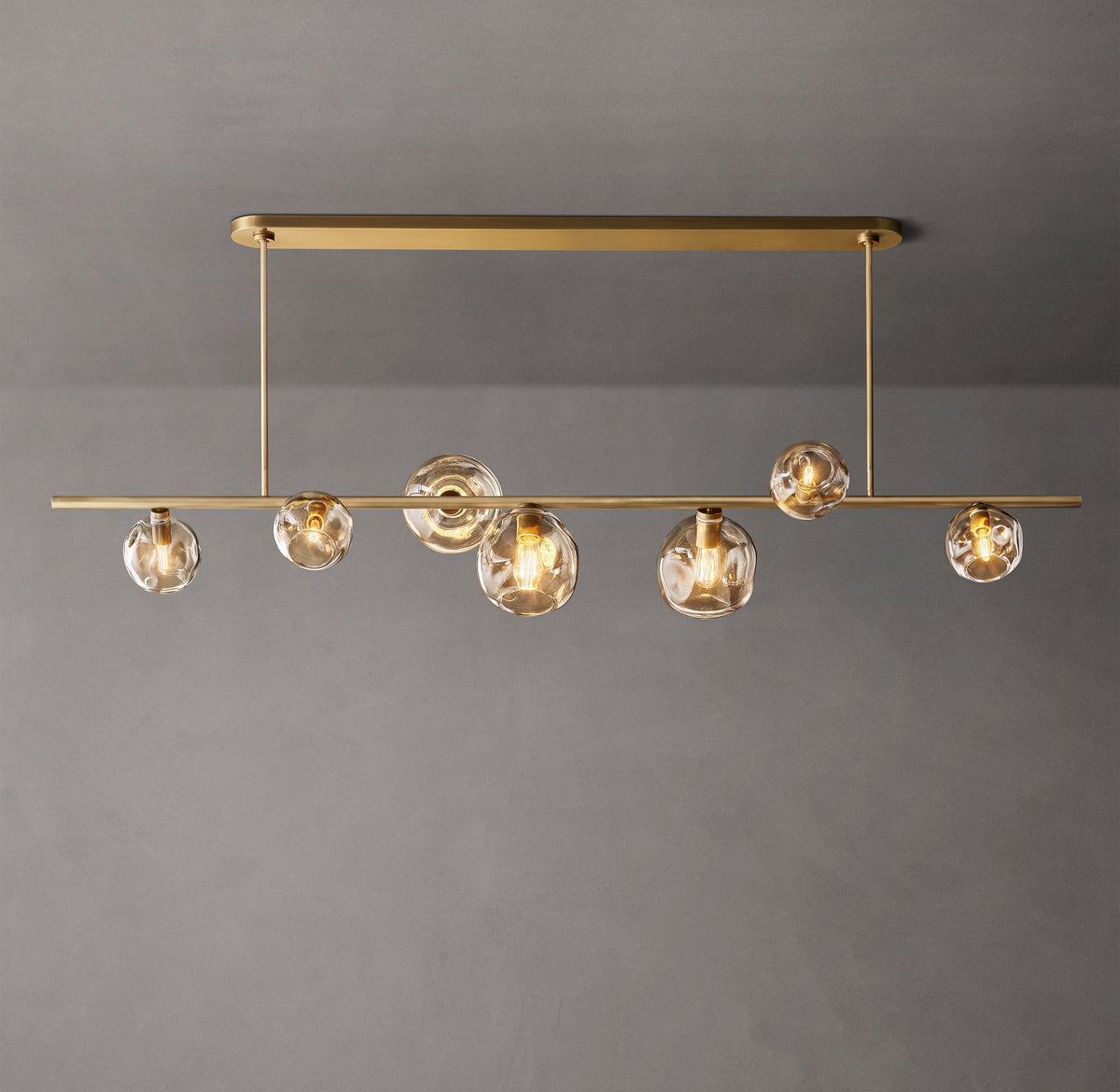 Heritage Bubble Smoke Glass Linear Chandelier – 78" — view 2