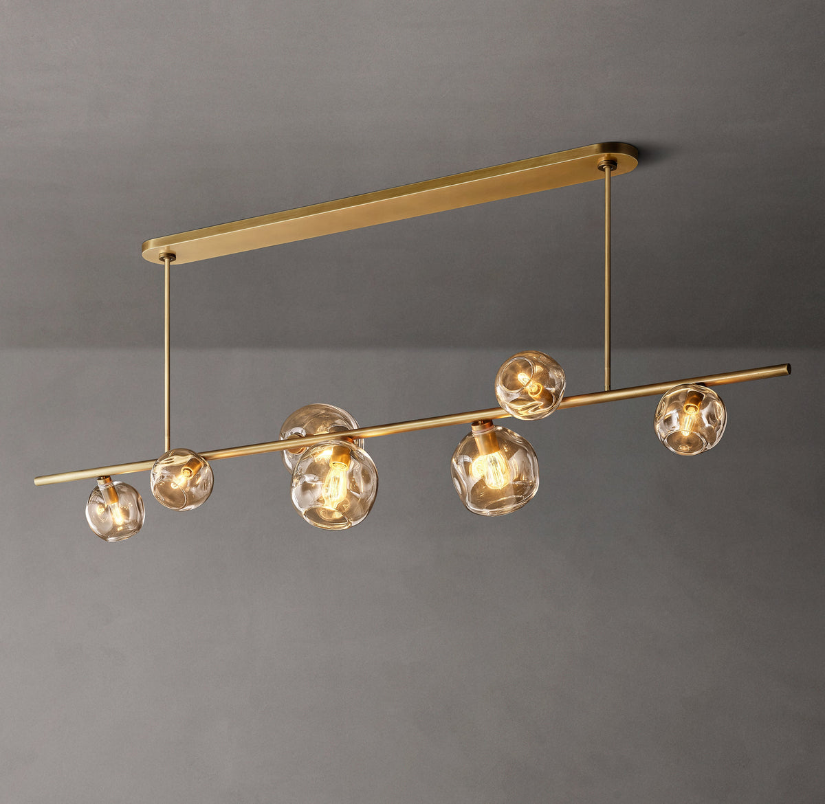 Heritage Bubble Smoke Glass Linear Chandelier – 78" — view 3