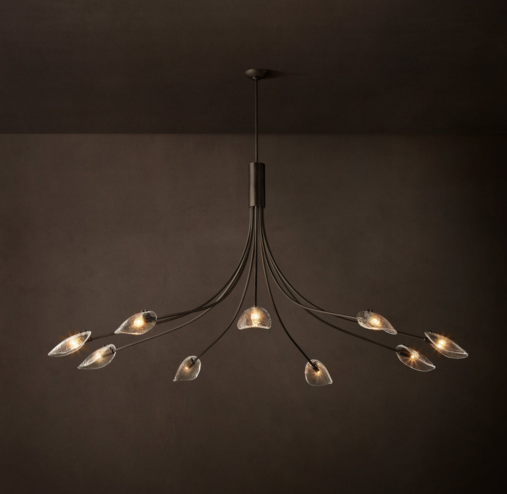 Heritage Shell Clear Glass Round Chandelier – 84" — view 1