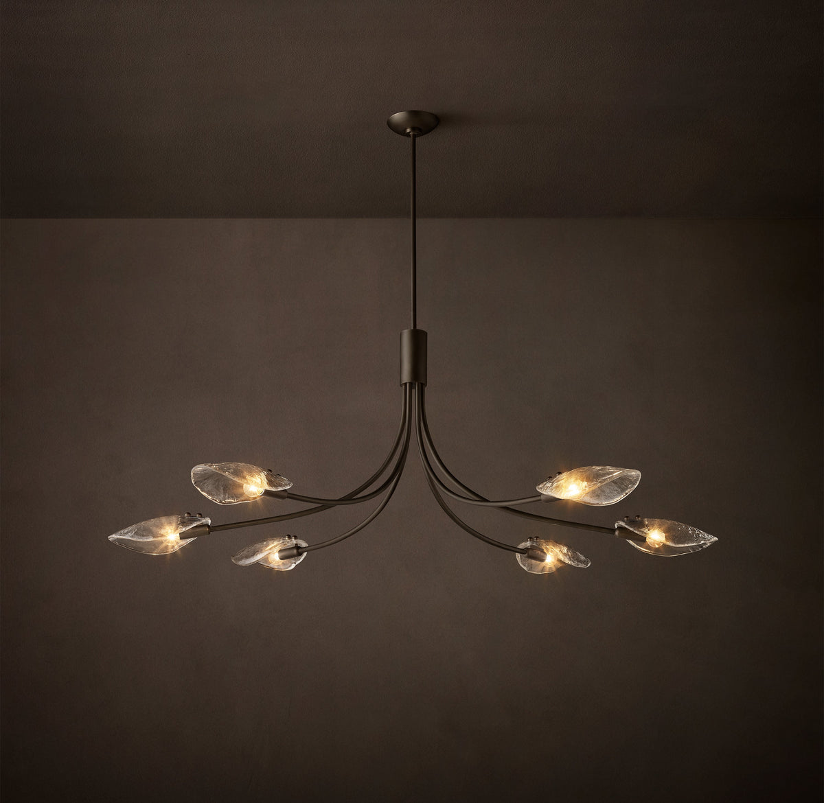 Heritage Shell Clear Glass Linear Chandelier – 54" — view 1