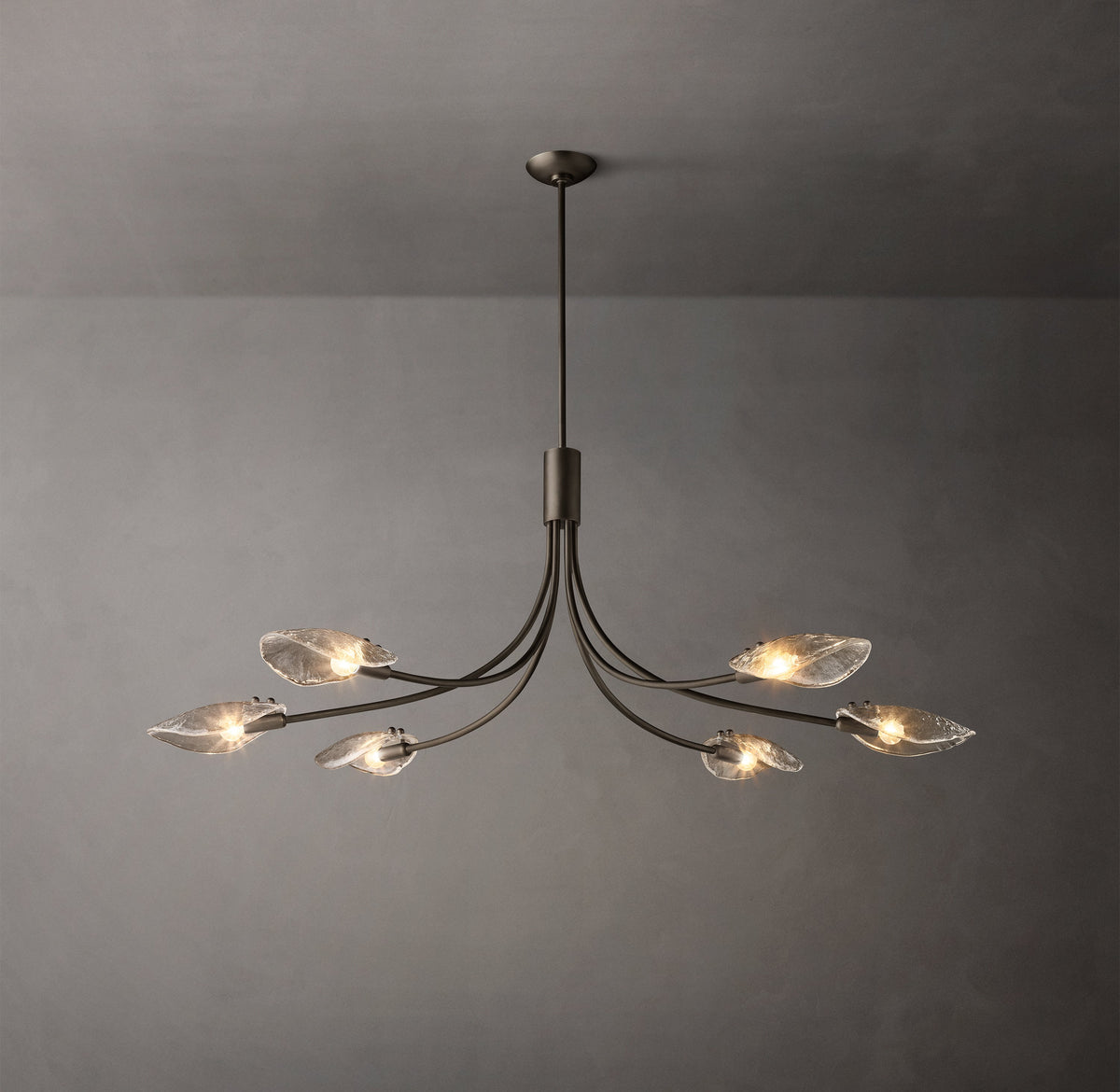 Heritage Shell Clear Glass Linear Chandelier – 54" — view 2