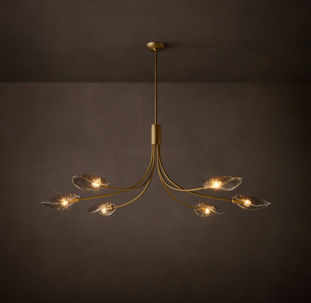 Heritage Shell Smoke Glass Linear Chandelier – 54" — view 1