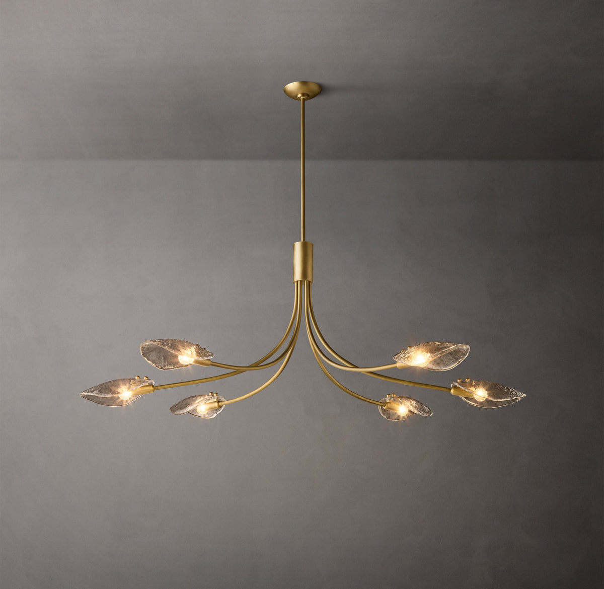 Heritage Shell Smoke Glass Linear Chandelier – 54" — view 2