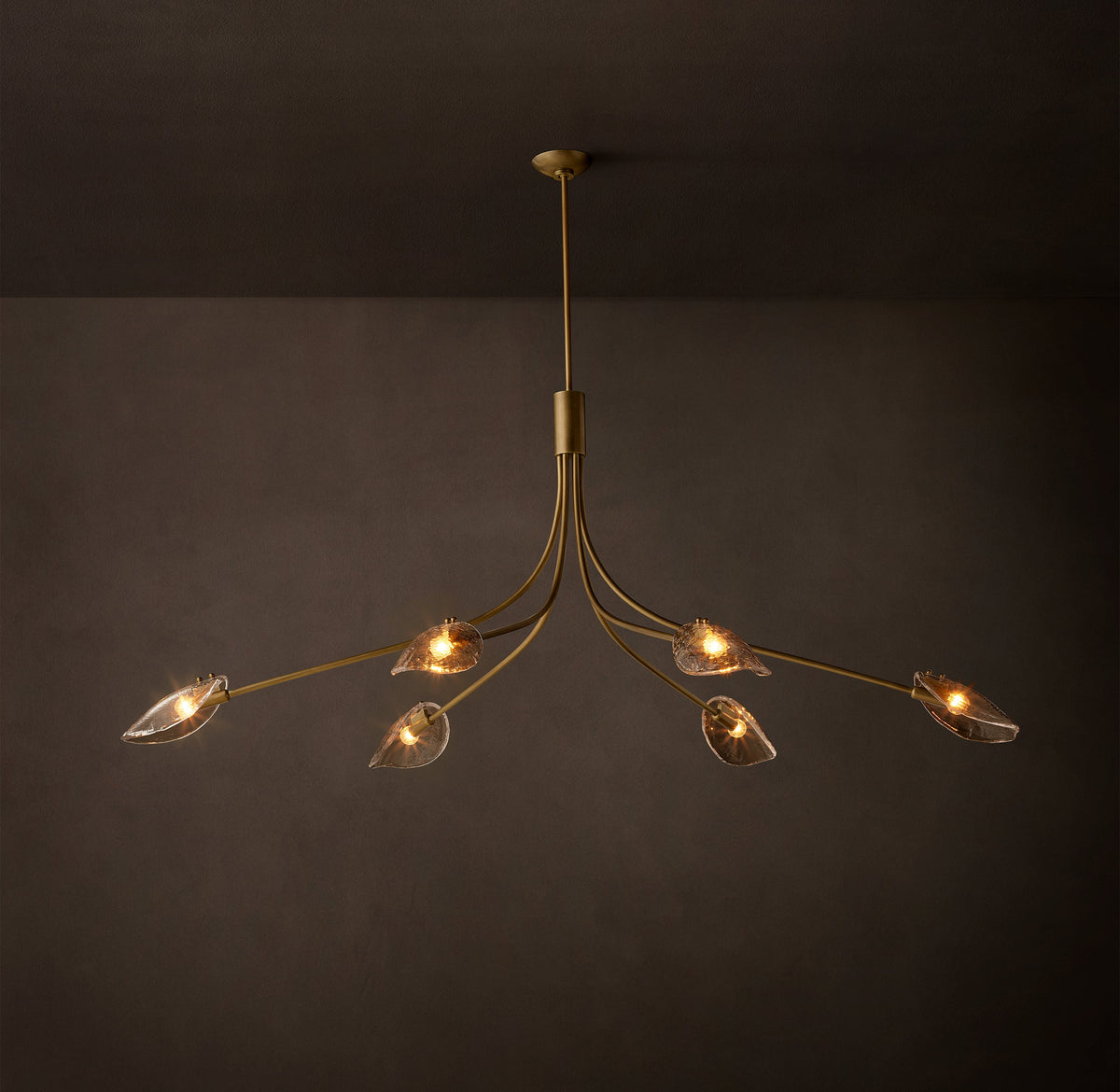 Heritage Shell Smoke Glass Linear Chandelier – 72" — view 1