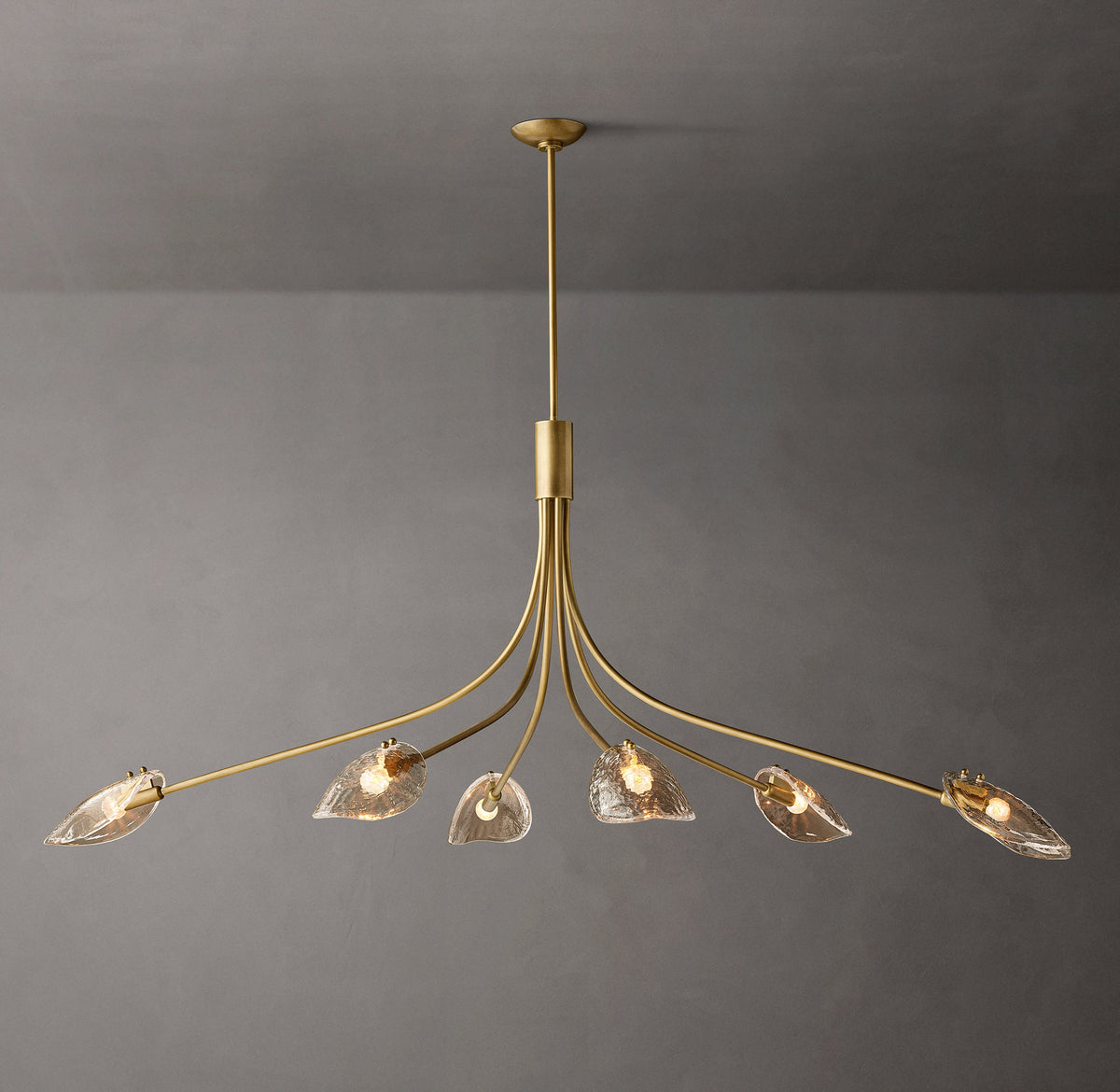 Heritage Shell Smoke Glass Linear Chandelier – 72" — view 3