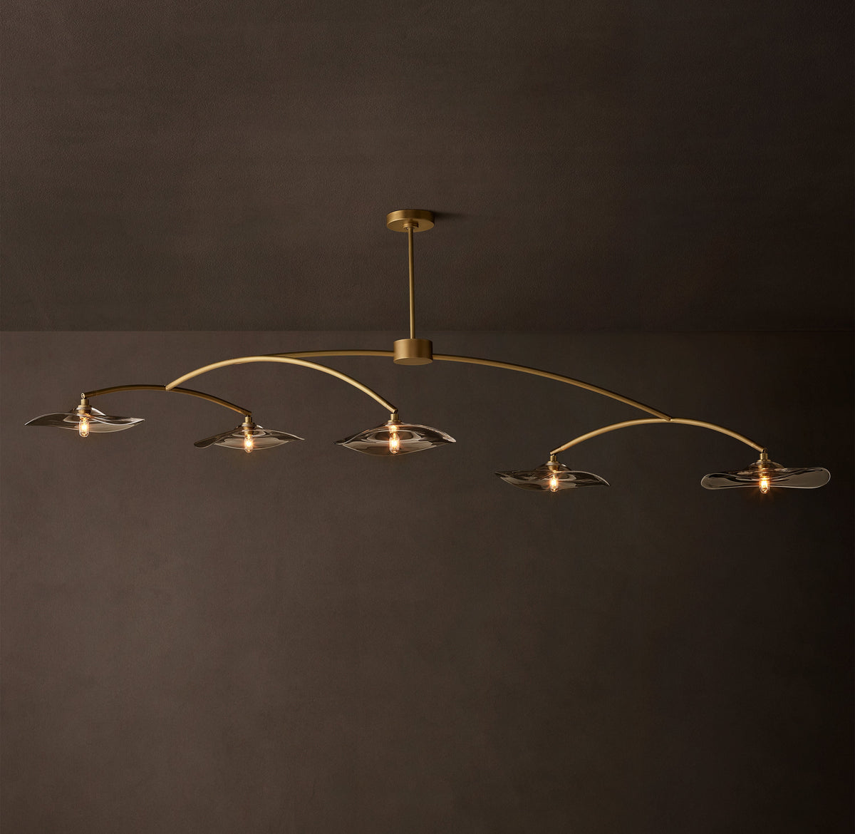 Signature Lily Smoke Glass Linear Chandelier – 80" — view 1
