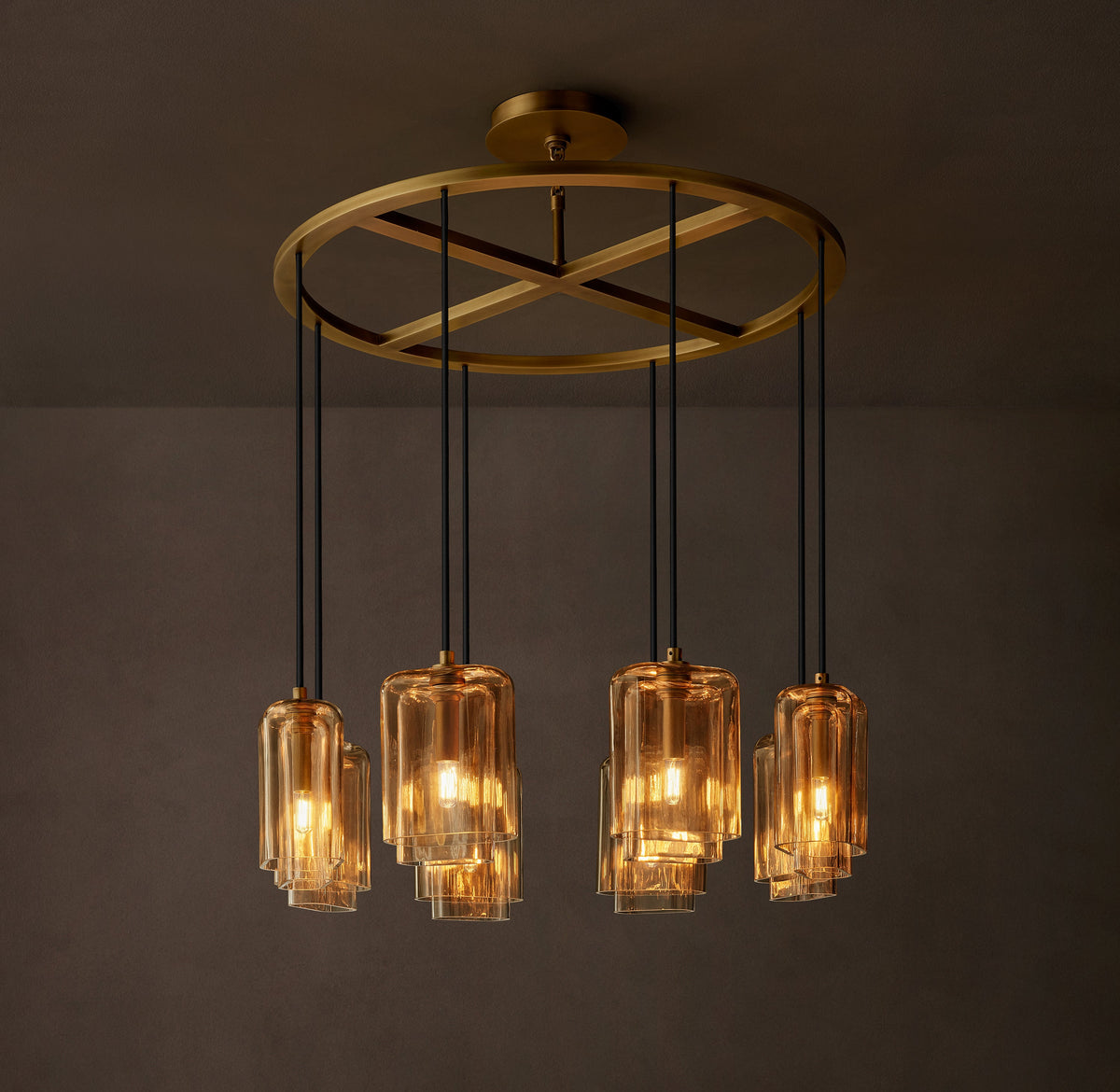 Artisan Lacour Amber Glass Round Chandelier – 36" — view 1